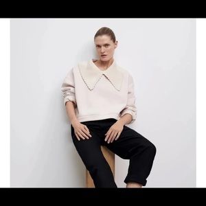 Zara Knit Collar Sweatshirt